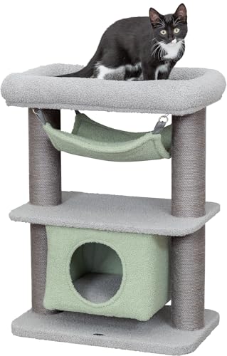 Trixi Junior griffoir - Arbre à Chat sur 2 Niveaux - Confortable et Stable - Pour Chiots - Intérieur - Gris/Marron - 71 
